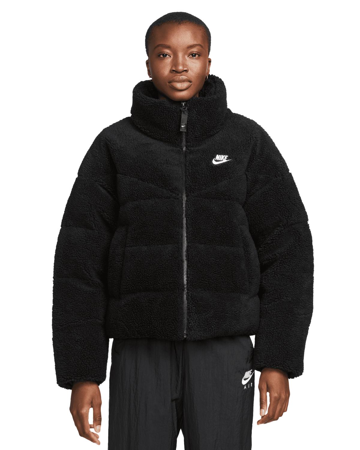 black and white nike sherpa jacket